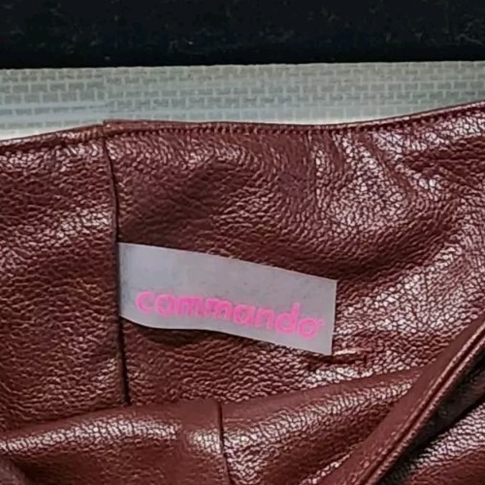 Commando Faux Leather Paper Bag Pants Size XL Oxblood w Tie Belt Comfort NWT - Picture 3 of 13